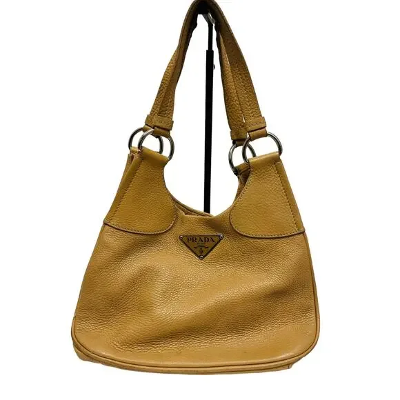 PRADA Beige Vitello Leather Logo Daino Box Shoulder Bag - Picture 1 of 11